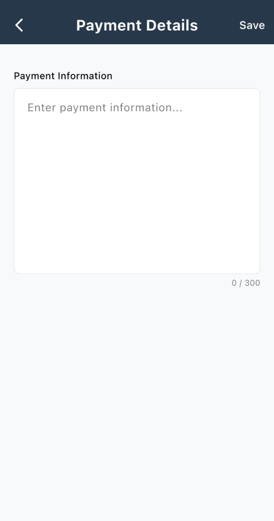 Payment Details with payment information field