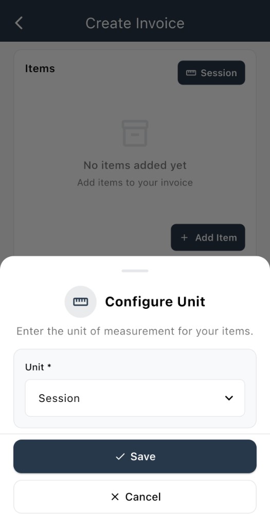 Configure Unit sheet
