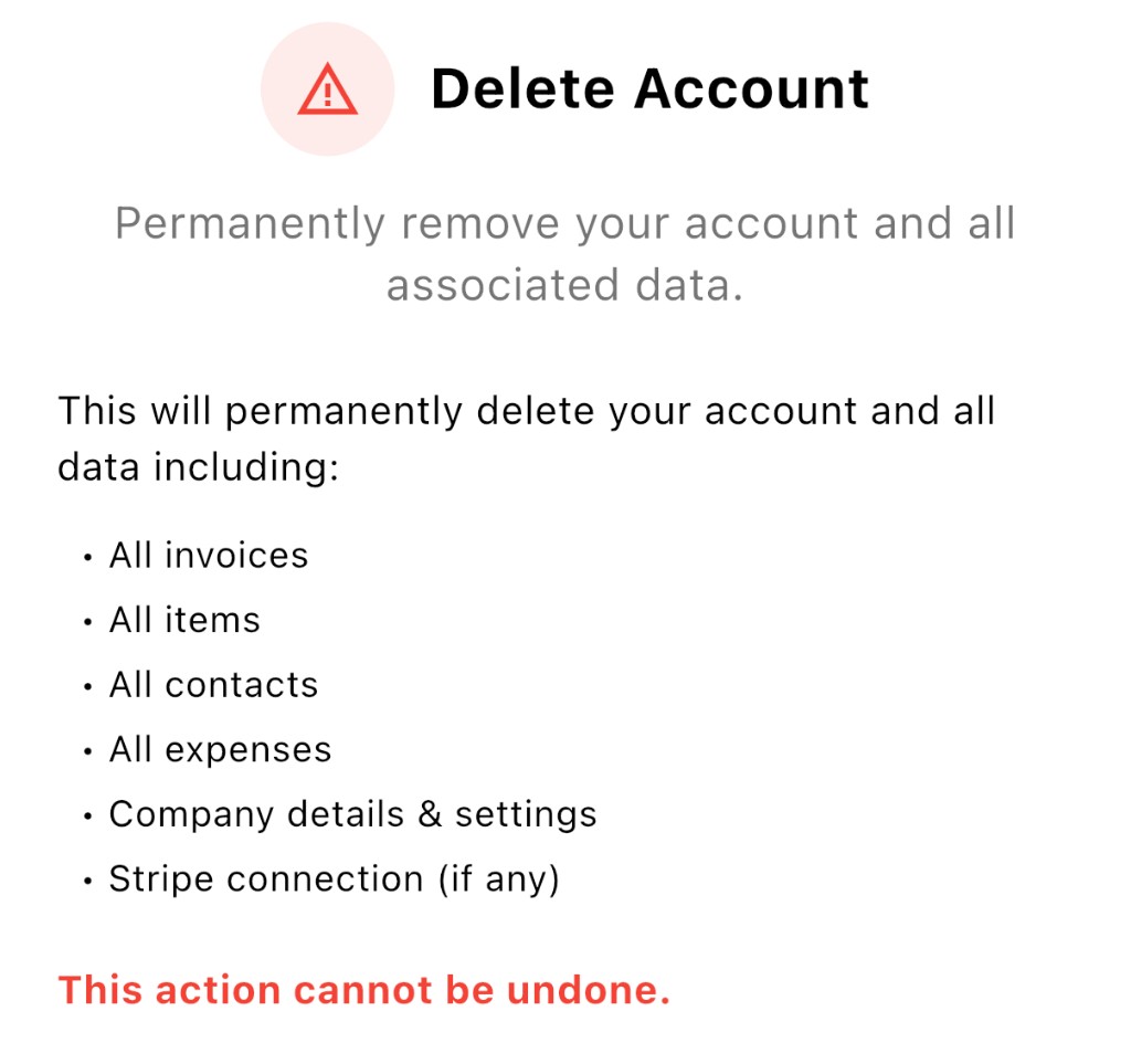 Account settings in Trueinvoice