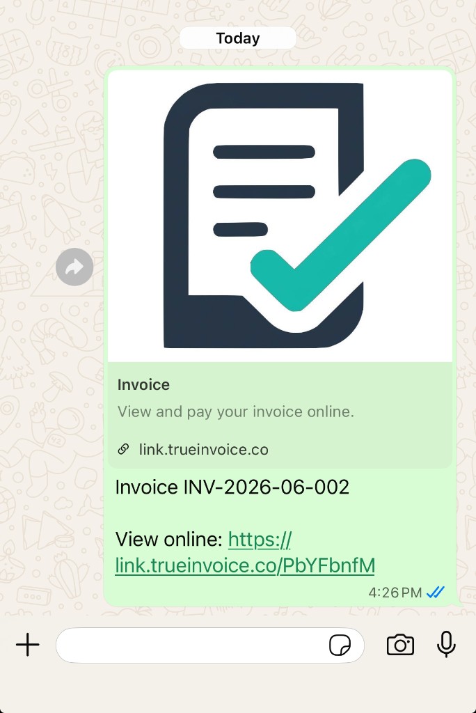 Invoice shared as a link in WhatsApp